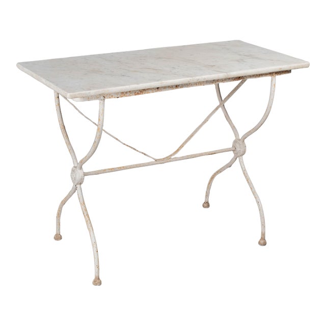 French Cast Iron Marble Top Bistro Table For Sale