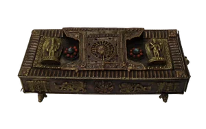 Chinese Metal Rectangular Beads Dimensional Motif Incense Burner Container
