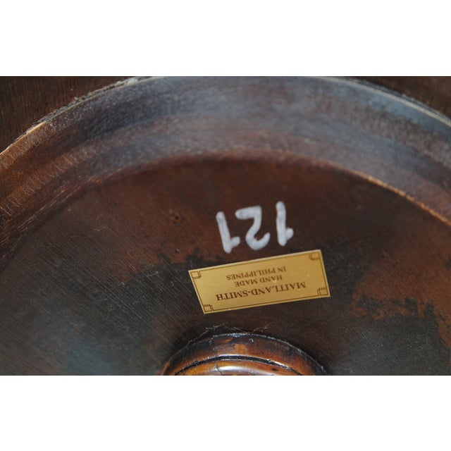 Pair Maitland Smith Regency Flame Mahogany Large Tiered Dumbwaiter Side Tables For Sale - Image 12 of 12