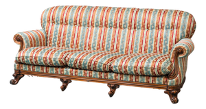 Vintage Three-Seater Sofa in Multi-Colored Striped Fabric, 1950s