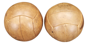Vintage Leather Medicine Balls, Czechoslovakia 1950s, Set of 2