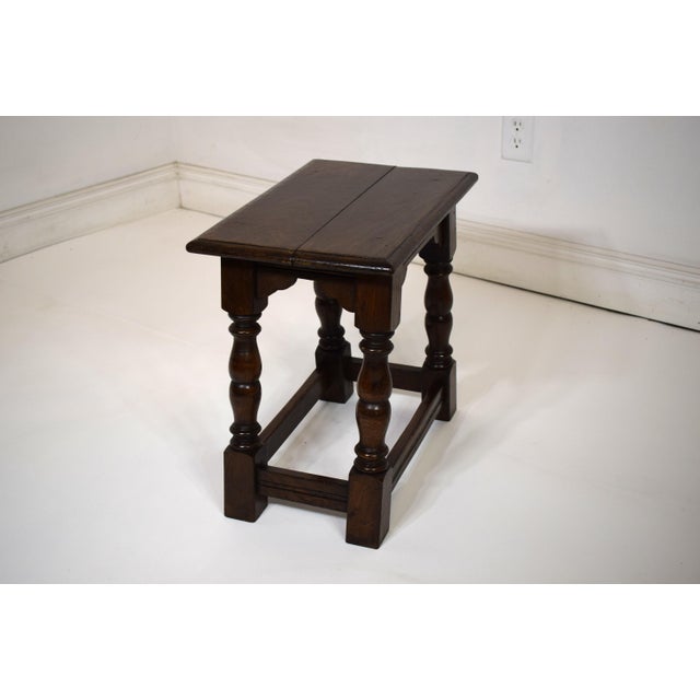 English Late 19th-Century English Oak Joined Stool For Sale - Image 3 of 4