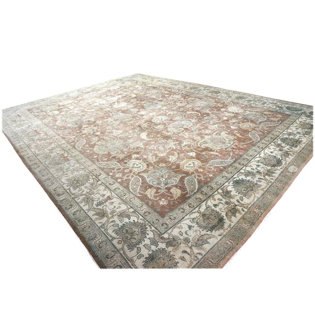 1910s Antique Distressed Persian Tabriz Wool 10x14 Brown, Ivory & Grey Handmade Area Rug #1142827 For Sale - Image 5 of 8