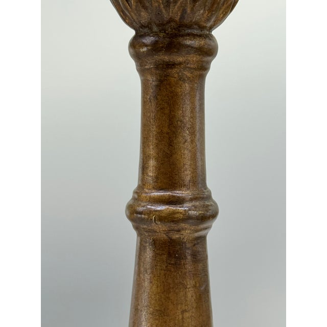 1990s Pair of Vintage Painted Pricket Candlestick Table Lamps With Shades For Sale - Image 5 of 10