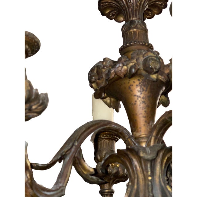 Metal 19th Century Elegant French Bronze Chandeliers - a Pair For Sale - Image 7 of 8