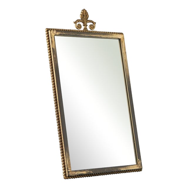 Neoclassical Louis XVI Style Mirror in Patinated Brass, 1960s For Sale