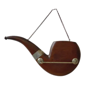 Antique Novelty Walnut Pipe Rack With Silver-Tone Hardware, Circa Early 20th Century