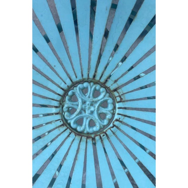 Francois Carre Mid-Century Modern Francois Carr Attributed Powder Blue Starburst Patio Bistro Set - 3 Pieces For Sale - Image 4 of 7
