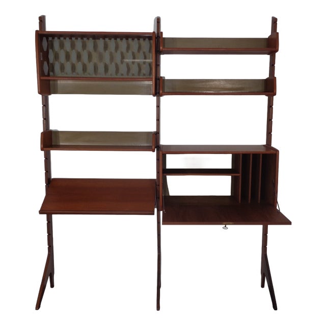 Ergo Teak Wall Shelving Unit by John Texmon Einar Blindheim for Blindheim, Norway, 1950s, Set of 9 For Sale