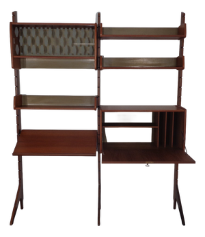 Ergo Teak Wall Shelving Unit by John Texmon Einar Blindheim for Blindheim, Norway, 1950s, Set of 9