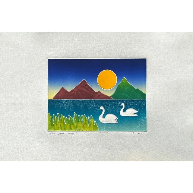 Misha MORACHA LAKE FOR TWO 1985 etching on Arches paper signed and numbered in pencil edition : 350 copies in mint condition