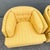 Vintage Mid Century Yellow Tufted Swivel Barrell Chairs With Pink Purple and Blue Stripes - A Pair For Sale In West Palm - Image 6 of 12