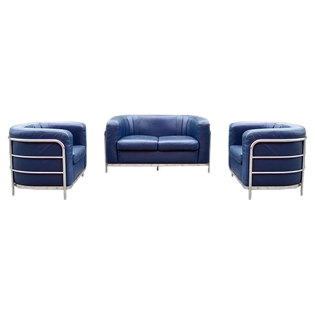 Leather Onda Sofa & 2 Armchairs by De Pas, D'Urbino & Lomazzi for Zanotta, Set of 3 For Sale
