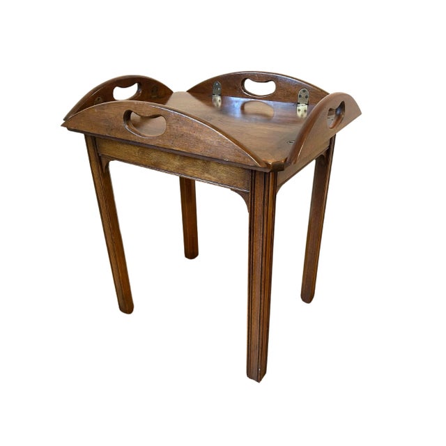 Baker Furniture Company Baker Furniture English Chippendale Campaign Style Butler Tray Table - Removable Top For Sale - Image 4 of 11