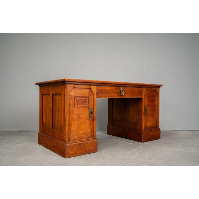 Wood Art Nouveau Desk in Oak, Early 20th Century For Sale - Image 7 of 18