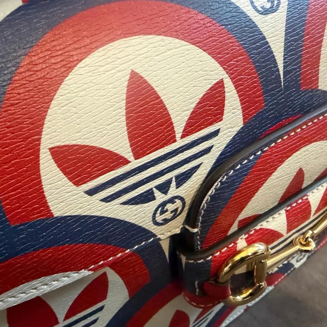 2020s A New 21st Century Printed Leather Gucci for Adidas Horsebit 1955 Shoulder Bag 6 For Sale - Image 5 of 18