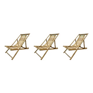 1980s Bamboo Lounge Chairs, Italy - Set of 3 For Sale