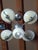 Chrome Metal Chandelier with Five Pale Yellow Opaline Shades, 1950s For Sale - Image 3 of 7