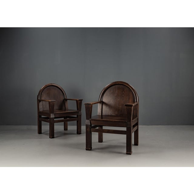 Brown Set of Armchairs with Soul in Pinewood, 1940s For Sale - Image 8 of 18