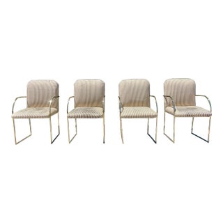 1980s Mid-Century Brass Dining Chairs by Design Institute of America- Set of 4 For Sale