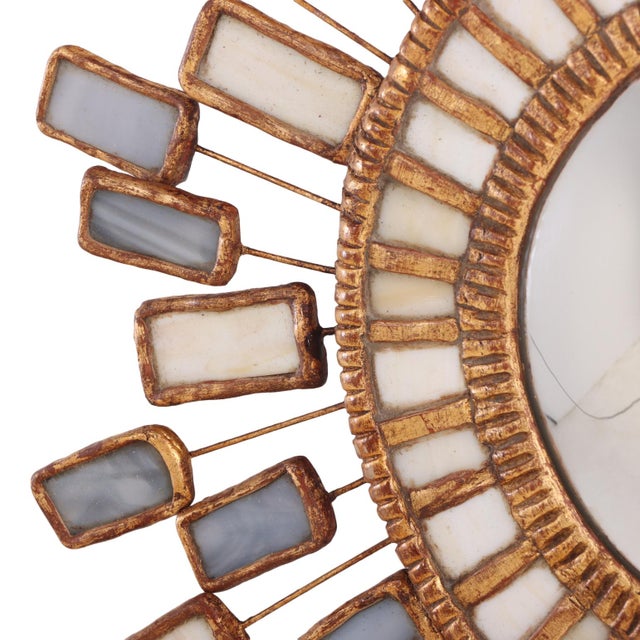 Glass Blue and Cream Glass and Resin Convex Mirror, in the Manner of Line Vautrin. Contemporary. For Sale - Image 7 of 8