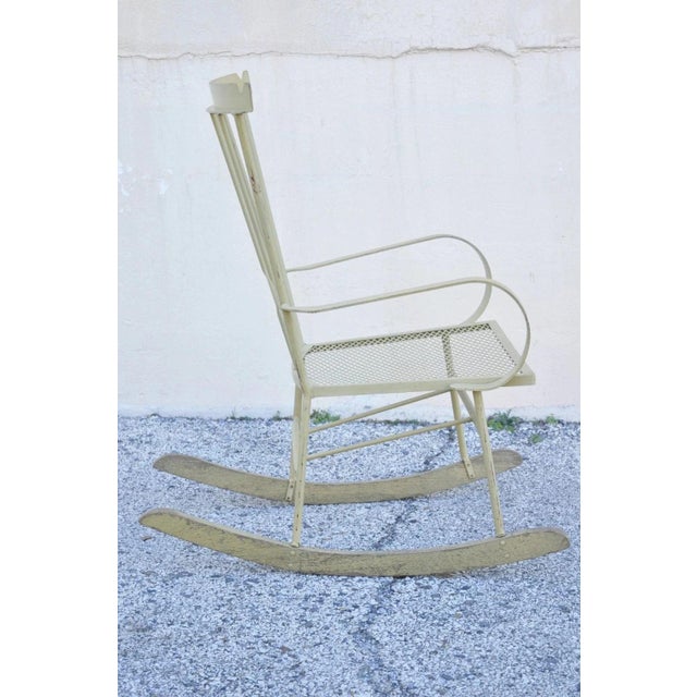 Mid-Century Modern Mid Century Modern Wrought Iron Rocking Chair After Salterini and Arthur Umanoff For Sale - Image 3 of 10
