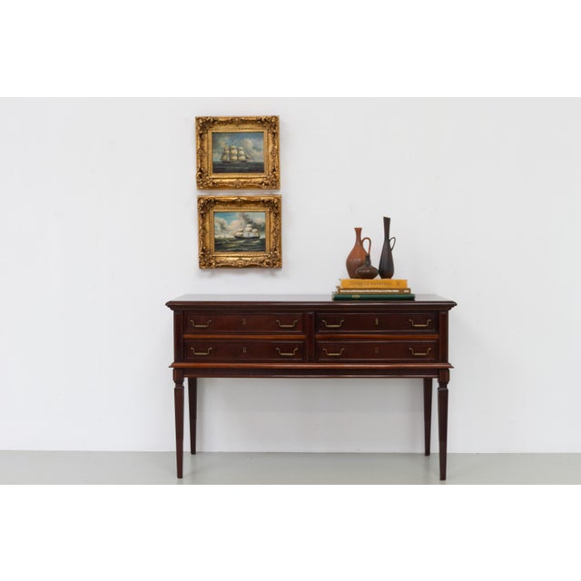 Marine Oil Paintings of Sail Ships in Gilded Frame, 20th Century. Set of 2. Two stunning seascape oil on board paintings...