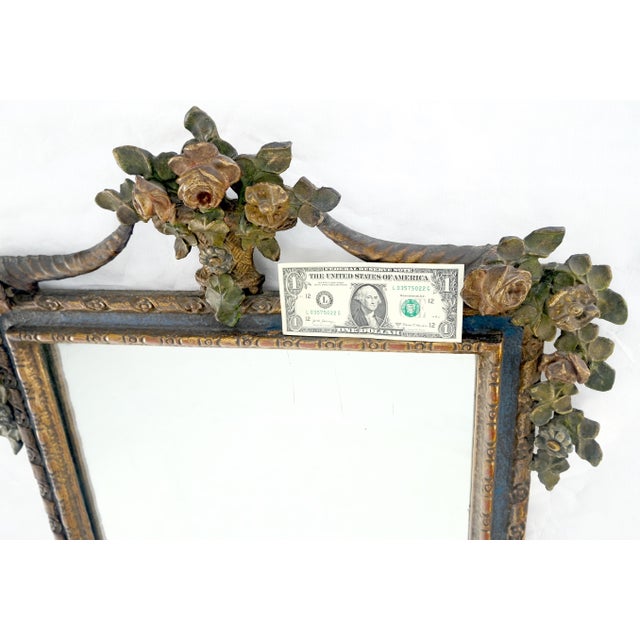 Drexel Carved & Painted Floral Pattern Frame Rectangle Decorative Wall Mirror For Sale - Image 4 of 14