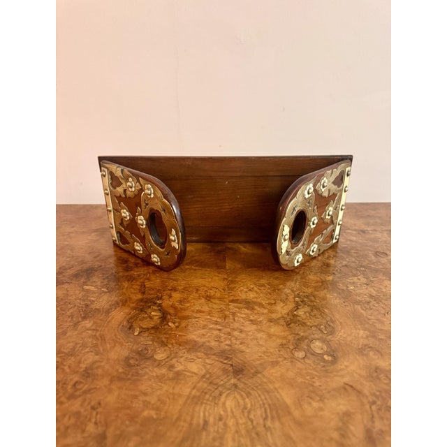 Antique Victorian Walnut and Brass-Mounted Sliding Bookends, 1860, Set of 2 For Sale - Image 3 of 7