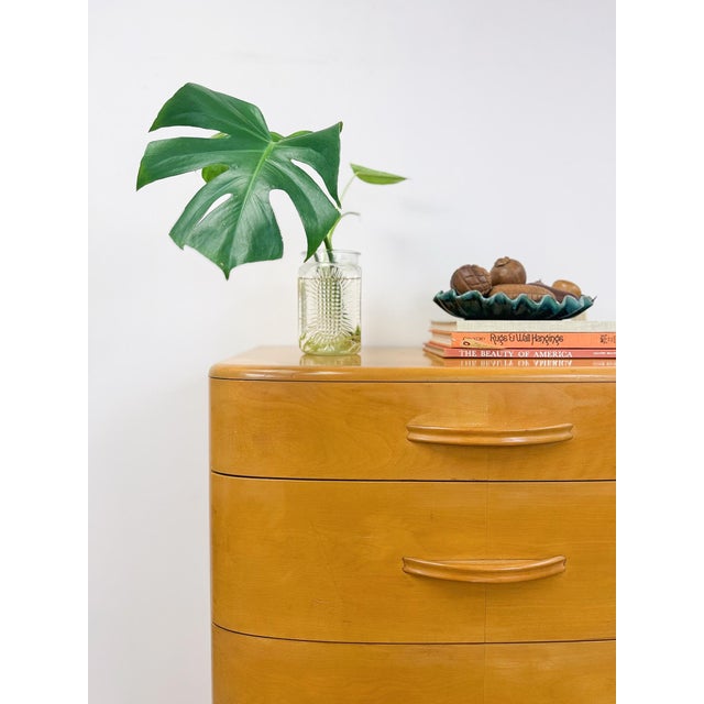 Heywood Wakefield MCM Tallboy 5-Drawer Dresser Pre-Wwii Vintage 32" Wide For Sale - Image 16 of 18