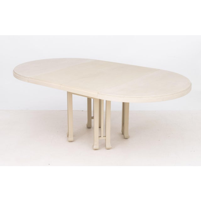 Beige Karl Springer Style Grasscloth Dining Table For Sale - Image 8 of 13