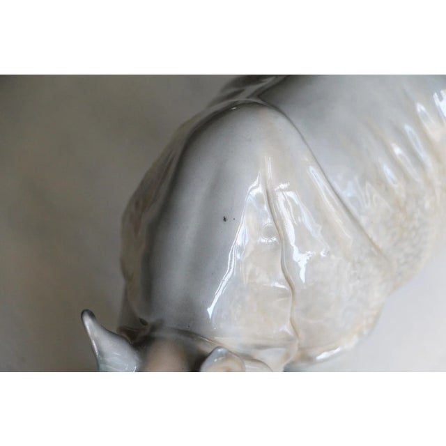 Early 20th Century Antique Continental Gray Porcelain Rhinoceros Figures - a Pair For Sale - Image 11 of 13