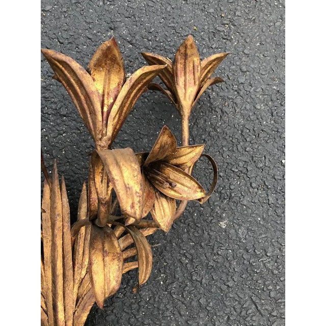 Large Italian Gilt Iron Floral Wall Sconce For Sale In New York - Image 6 of 12