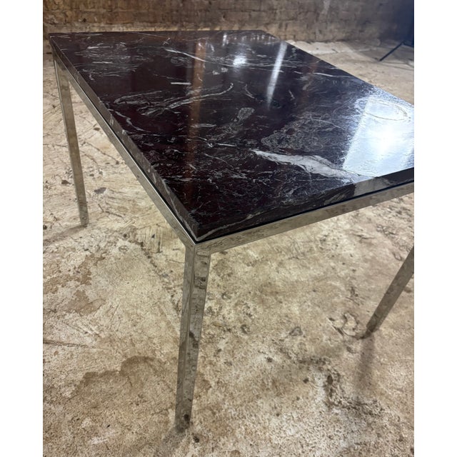 Late 20th Century Vintage Red Marble & Chrome End Table For Sale - Image 5 of 9