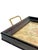 Antique English Glass Top Wood Tray With Brass Handles and Brocade Fabric For Sale - Image 9 of 16