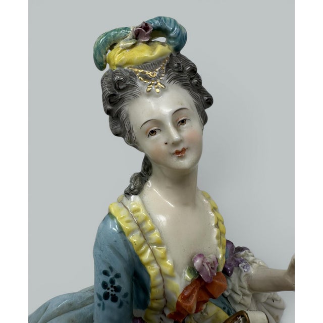 Ceramic Antique Sitzendorf German Porcelain China Dancing Male Female Figure Group 19Ct For Sale - Image 7 of 9