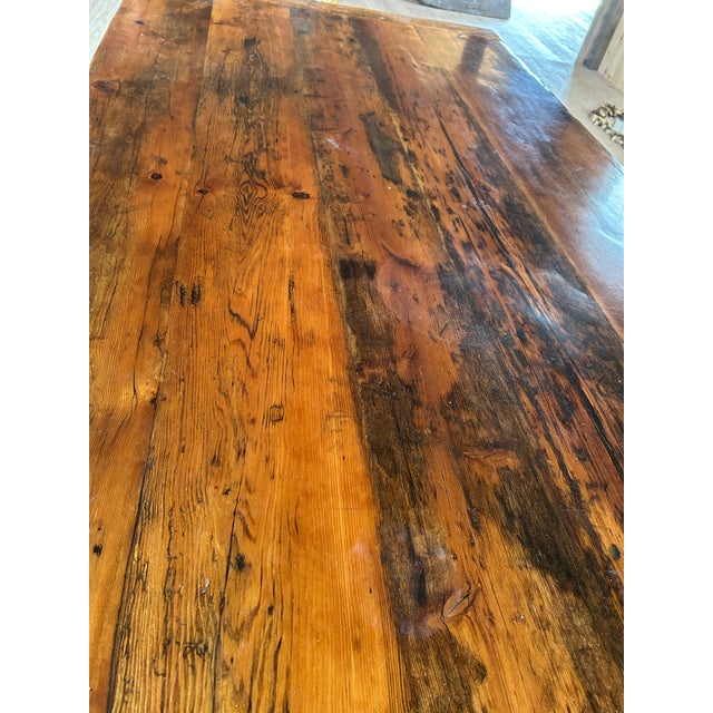 Brown Monumental Repurposed Barn Wood Farm Table For Sale - Image 8 of 17