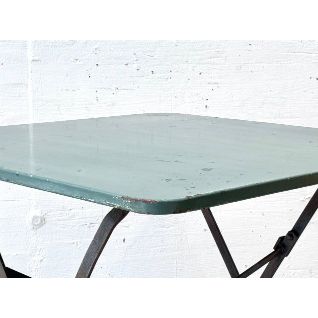 Vintage Folding Table in Metal with Cast Iron Frames, 1950s For Sale - Image 11 of 16
