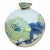 Hand-Painted Green & Blue Porcelain Vase For Sale