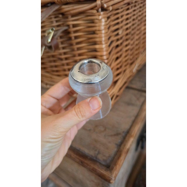 Antique 1906 London Sterling Silver & Ribbed Glass Match Striker, Edwardian English Hallmarked Table Lighter, Collectible Tobacciana For Sale - Image 6 of 8