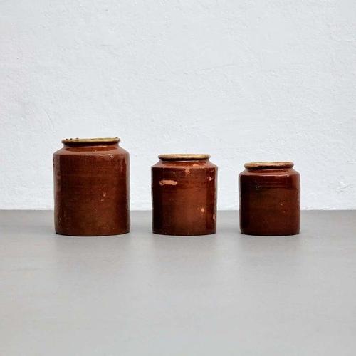Rustic Rustic Ceramic Vases, 1940s, Set of 3 For Sale - Image 3 of 18
