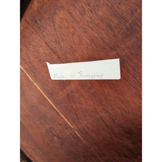 Vintage Paraguayan Hand-Tooled Leather Top Writing Desk For Sale In Los Angeles - Image 6 of 7
