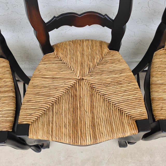 French Country Ladderback Rush Seat Dining Chairs Set of 4 For Sale - Image 14 of 18