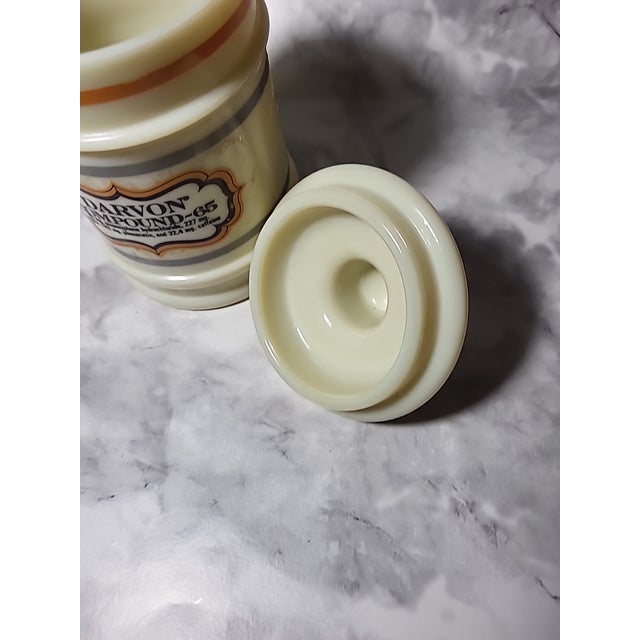 1950s Antique Custard Glass Apothecary Jar Darvon Compound 65 Medicine Poison Pharmacy For Sale - Image 5 of 11