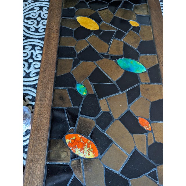 1960s Mid Century Metallic Tile Walnut Coffee Table For Sale - Image 9 of 10