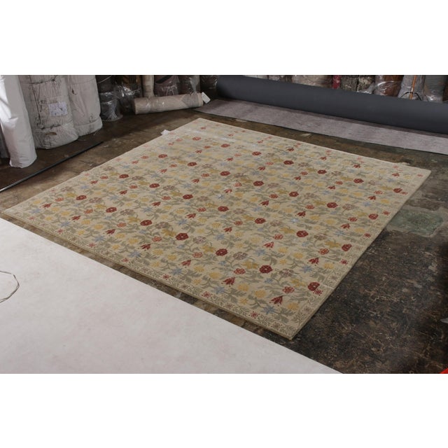 Rug & Kilim Rug & Kilim’s Transitional European Style Rug in Gold and Green All Over Floral Pattern For Sale - Image 4 of 7
