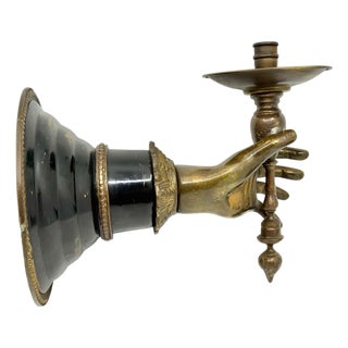 1930s French Art Deco Painted Brass Hand Sconce For Sale