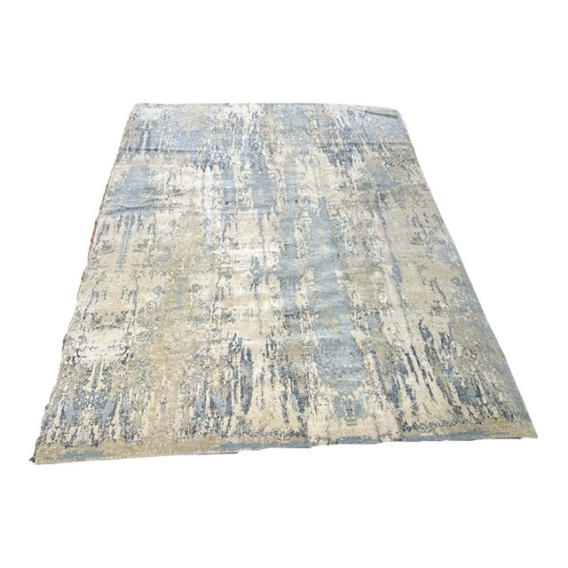 Contemporary Nepal Rug, Handspun Wool Abstract Design, 10x14 For Sale