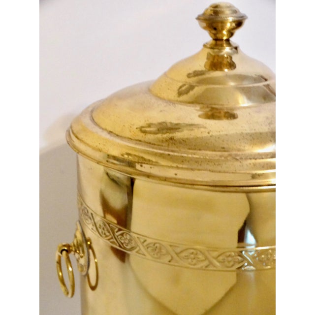 Brass Large Antique English Gilt Brass Lidded Jardiniere / Container / Coal Bin For Sale - Image 8 of 12