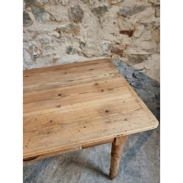 Antique French Pine and Beech Country Dining Table or Desk with Drawer, 1920s-1930s For Sale - Image 17 of 18